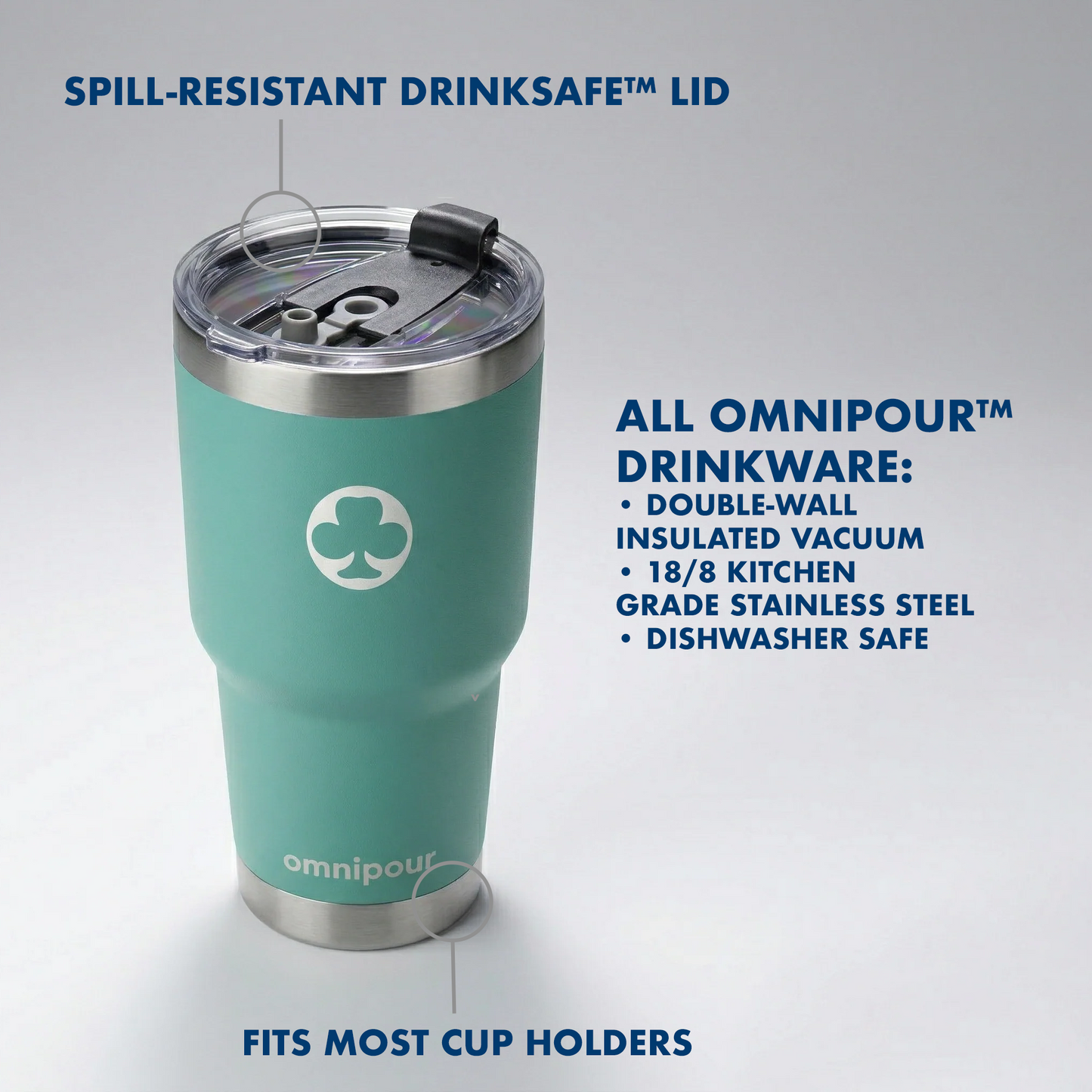 OmniPour™ 30 oz Tumbler with Spill-Resistant Lid - Turquoise Breeze